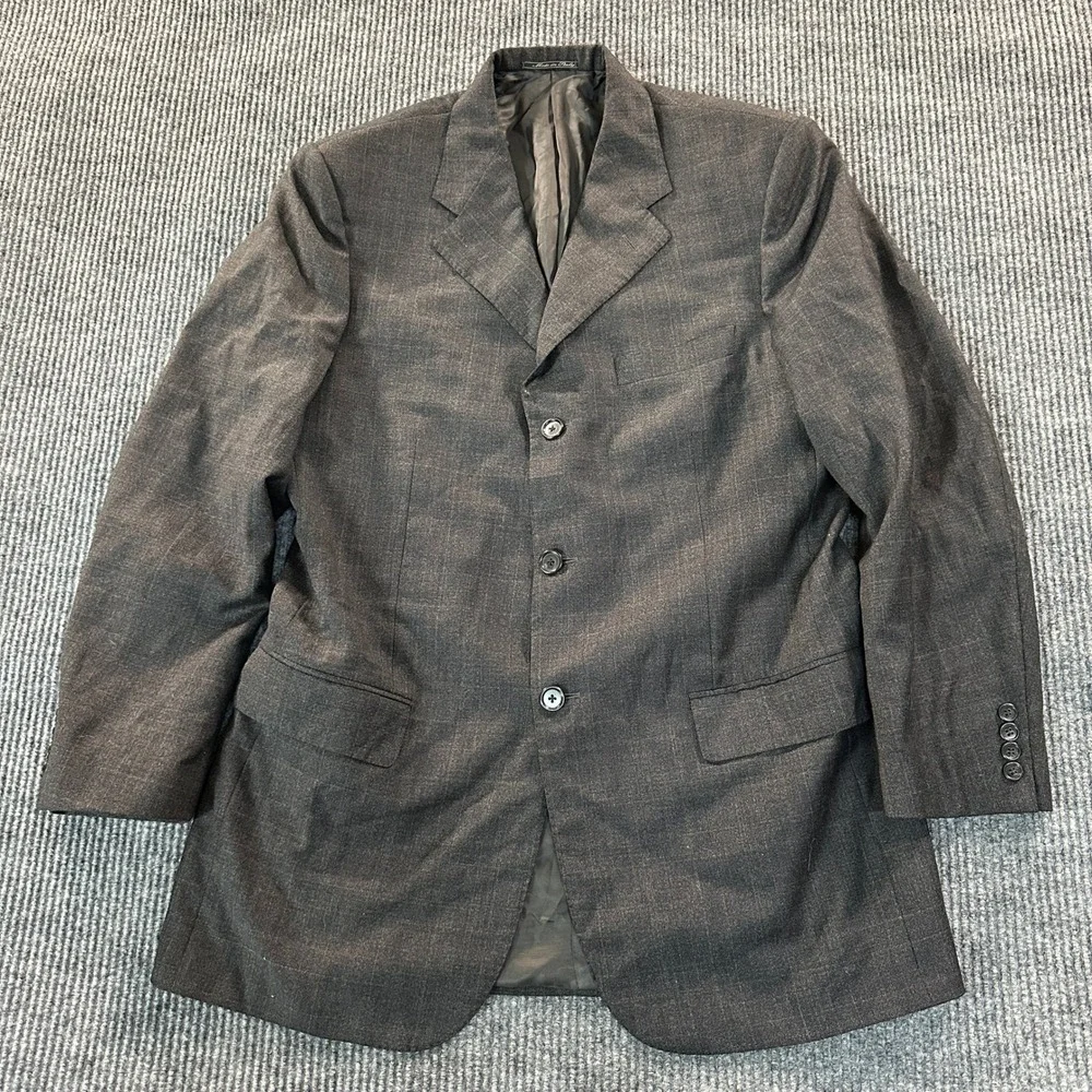Corneliani Mens Billy Blue Blazer L Grey Italian Wool 3 Button Sport Coat